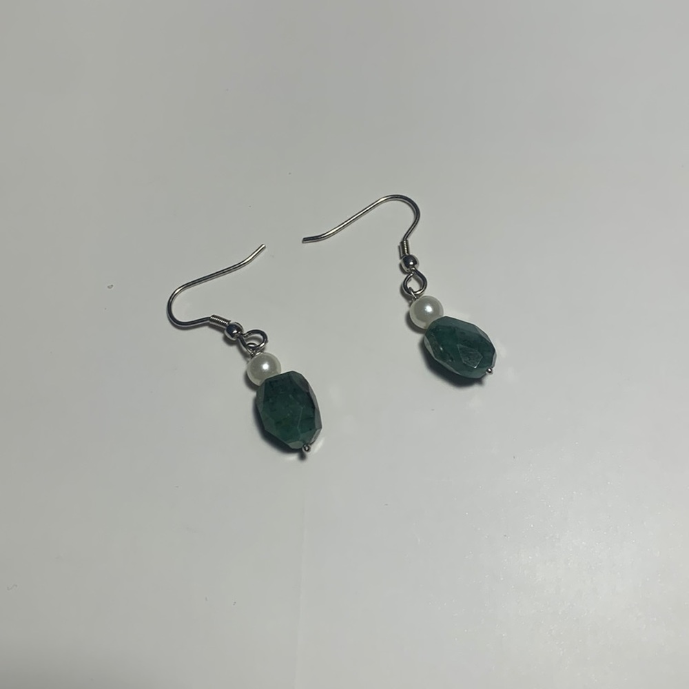 Pearl and emerald earrings